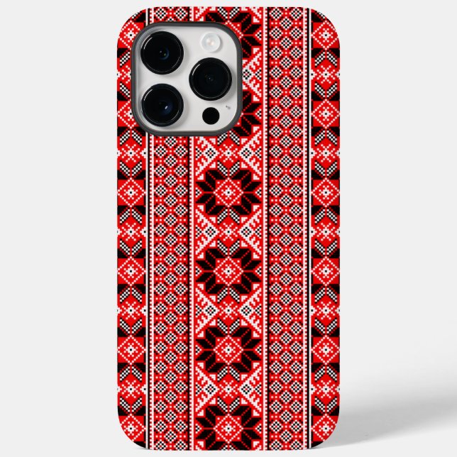 Red Ethnic Traditional Ukrainian Ornament Case-Mate iPhone Case (Back)