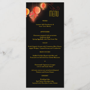 Red Evening Garden Lanterns Black Wedding Menu