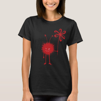 Red Evil Flower Bug Black Female T-Shirt