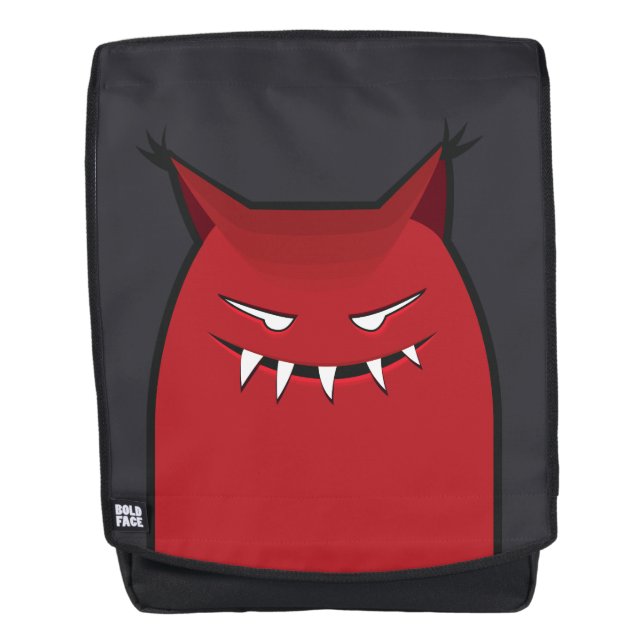 Red Evil Monster With Pointy Ears Backpack (Front)