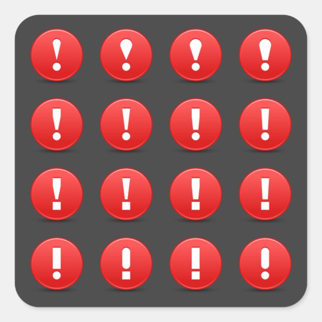 Red Exclamation Mark Warning Icons Square Sticker (Front)