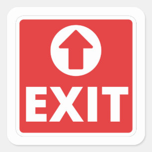 Red Exit Rectangular  Square Sticker