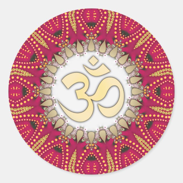 Red Exotic Bohemian Om Spiritual Art Sticker (Front)