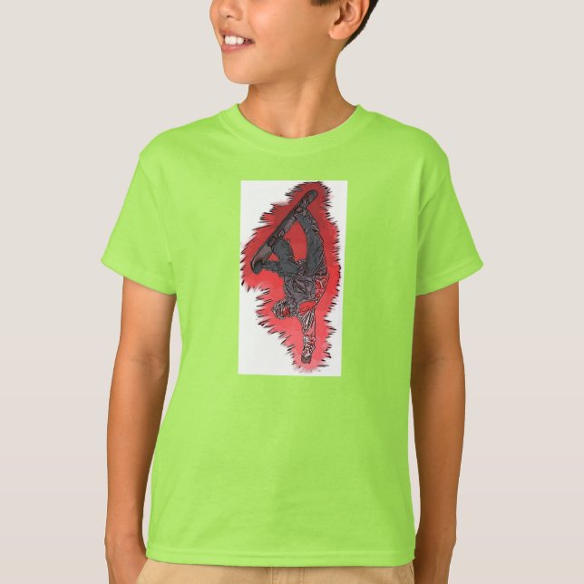 Red explosion boys snowboarder tee (Front)