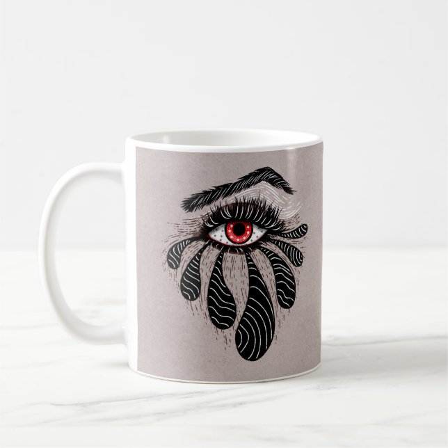 Red Eye Black Tears Gothic Coffee Mug (Left)