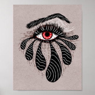 Red Eye Black Tears Gothic Poster