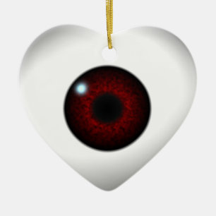 red eye heart ceramic tree decoration