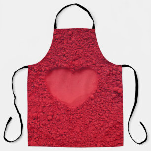 Red Eye Shadow Heart: Matte Cosmetic Texture Apron
