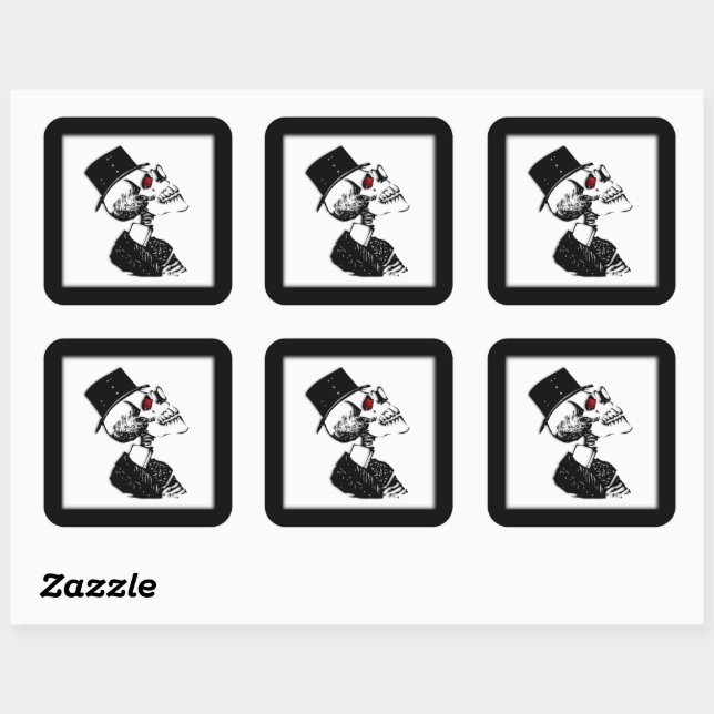 Red Eye Skeleton Square Sticker (Sheet)