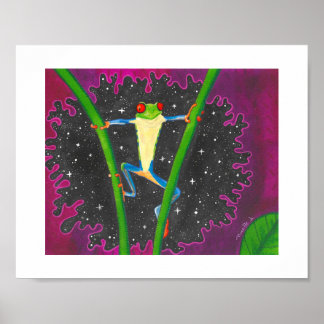 Red Eye Tree Frog In Space Poster