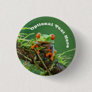 Red Eye Tree Frog on a branch 3 Cm Round Badge