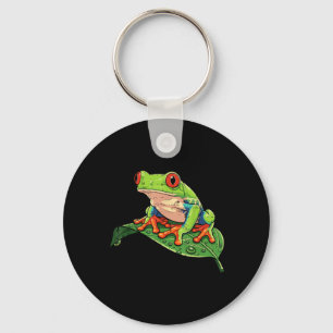 Red Eye Tree Frog On Leaf Rainforest Animal Men Key Ring