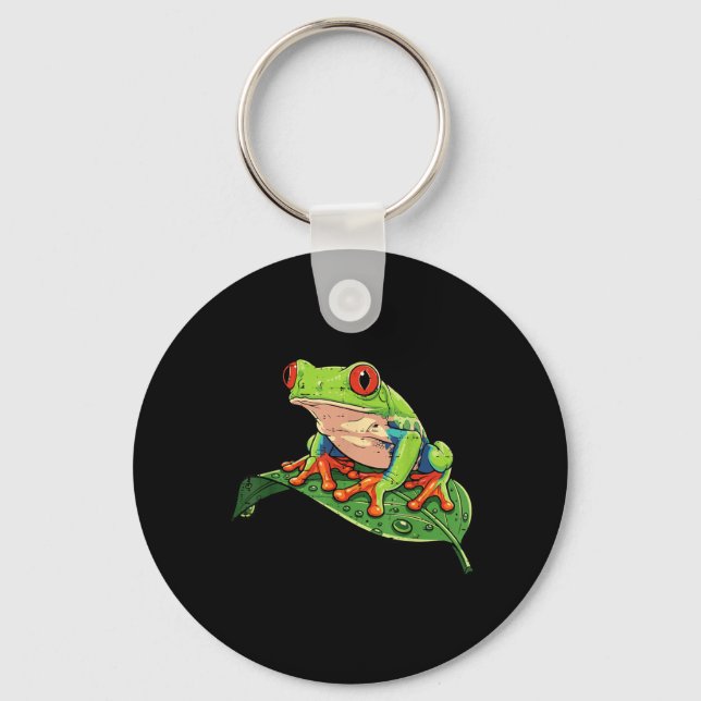 Red Eye Tree Frog On Leaf Rainforest Animal Men Key Ring (Front)
