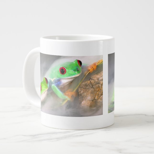 Red Eye Treefrog in the mist, Agalychinis 2 Large Coffee Mug (Front Left)