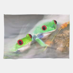 Red Eye Treefrog in the mist, Agalychinis 2 Tea Towel