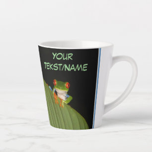 Red Eyed Gaudí Frog Cust. Text Latte Mug