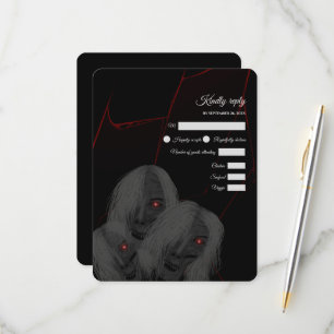 Red-Eyed Ghosts Gothic Red Black- Dark Moody RSVP Card