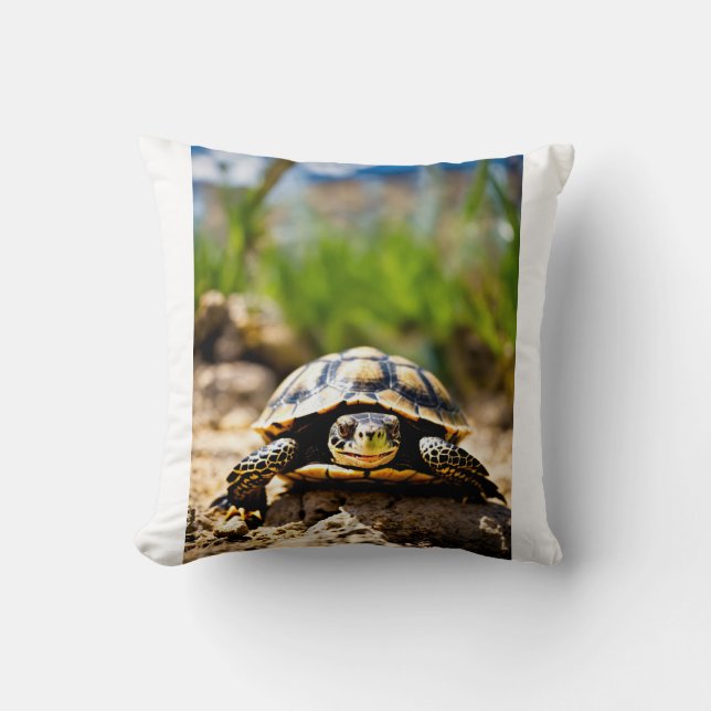 Red-Eyed Grin: The Laughing Turtle Cushion (Front)