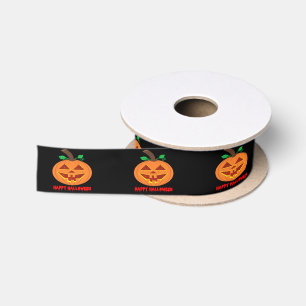 Red Eyed Halloween Pumpkin Satin Ribbon