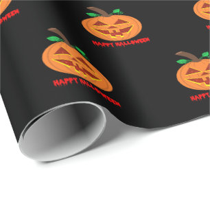 Red Eyed Happy Halloween Pumpkin Wrapping Paper