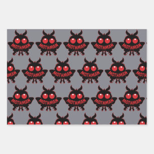 Red-Eyed Mystery Mothman Silhouette Wrapping Paper Sheet