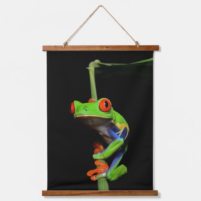 Red Eyed Painted Tree Frog Hanging Tapestry (Front)