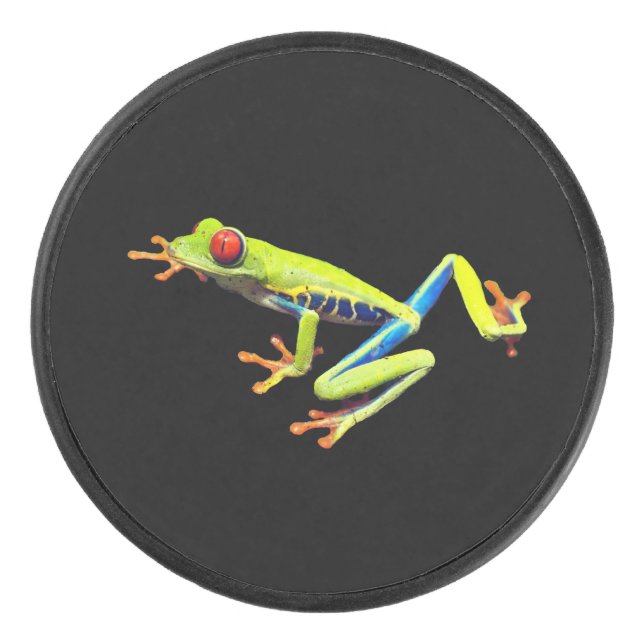 Red Eyed Painted Tree Frog  Hockey Puck (Front)