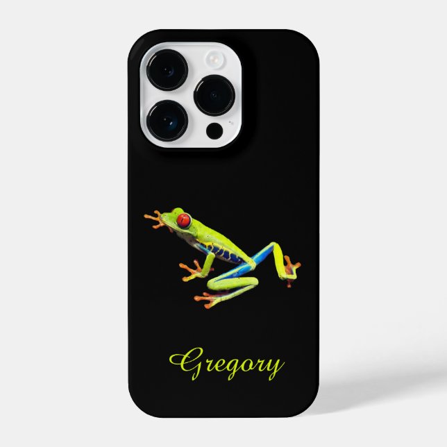 Red Eyed Painted Tree Frog  Name Addition iPhone Case (Back)