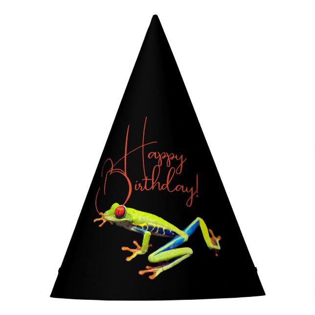 Red Eyed Painted Tree Frog  Party Hat (Front)