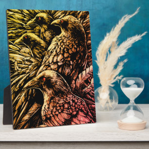 Red-Eyed Ravens – Mysterious Gothic Wildlife Plaque