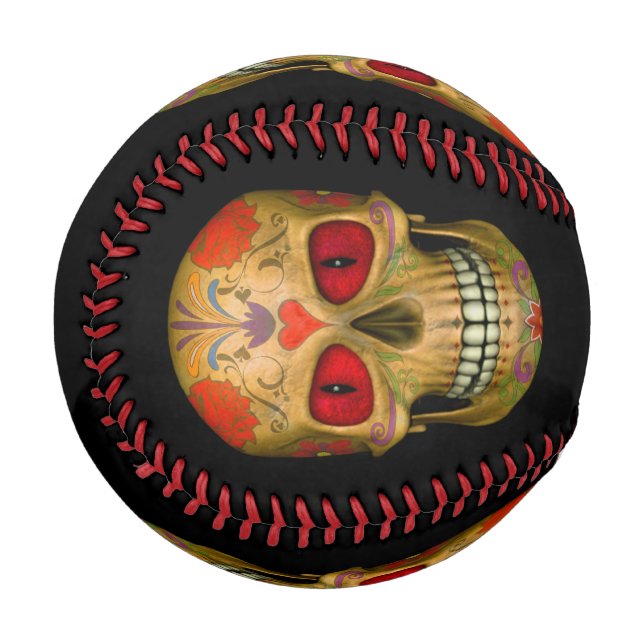 Red  Eyed Sugar Skull Zombie Baseball (Front Left)