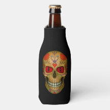 Red Eyed Sugar Skull Zombie  Bottle Cooler