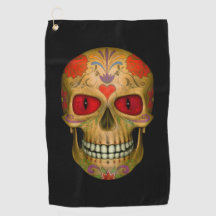 Red  Eyed Sugar Skull Zombie  Undead Golf Towels