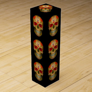 Red  Eyed Sugar Skull Zombie Undead  Wine Gift Box