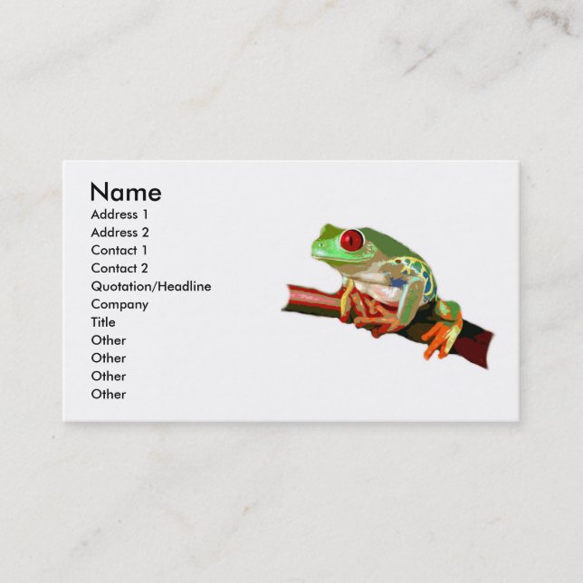 Red Eyed Tree Frog Business Cards (Front)