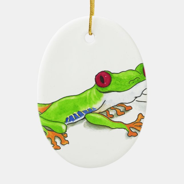 Red Eyed Tree Frog Ceramic Tree Decoration (Front)
