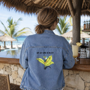 Red Eyed Tree Frog Green Leaves Lavender  Denim Jacket