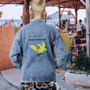 Red Eyed Tree Frog Green Leaves Lavender Denim Jacket