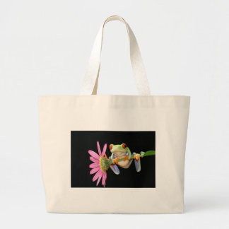 red eyed tree frog large tote bag