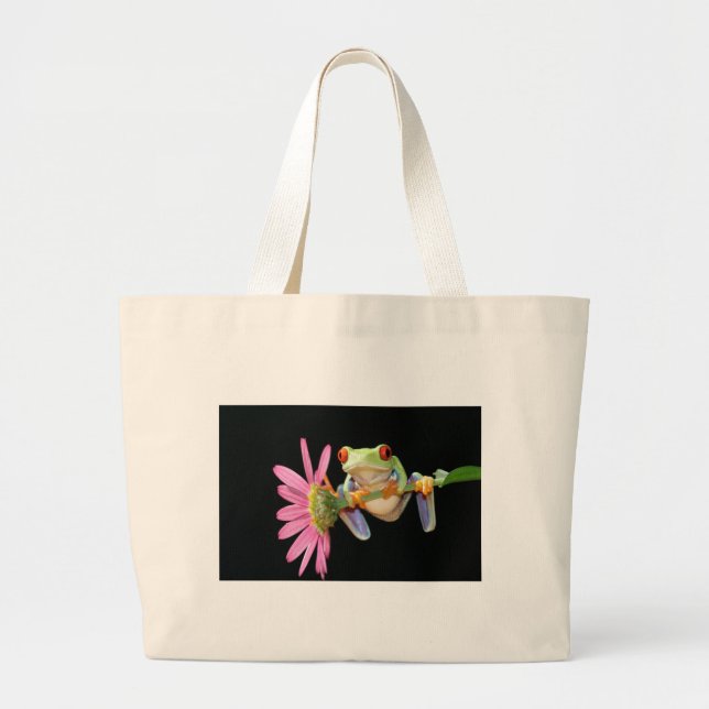 red eyed tree frog large tote bag (Front)