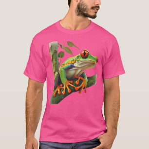 Red Eyed Tree Frog Rainforest Amphibian Leaping Fr T-Shirt