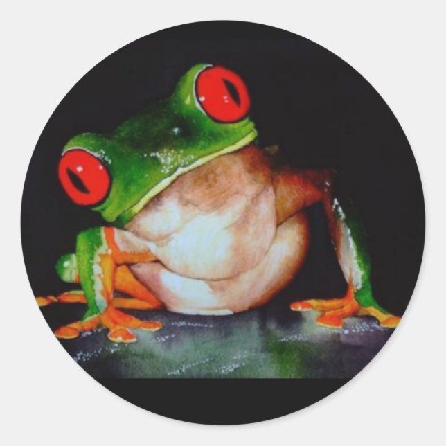 Red-eyed Tree Frog Stickers - Original Watercolor (Front)