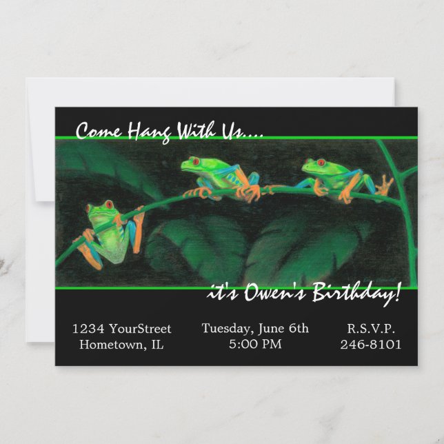 Red-Eyed Tree Frogs Invitation (Front)