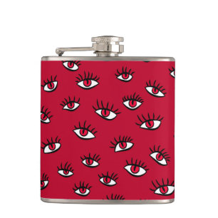 Red Eyes Pattern - Horror Gothic Aesthetic Hip Flask