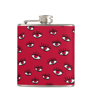 Red Eyes Pattern - Horror Gothic Aesthetic Hip Flask