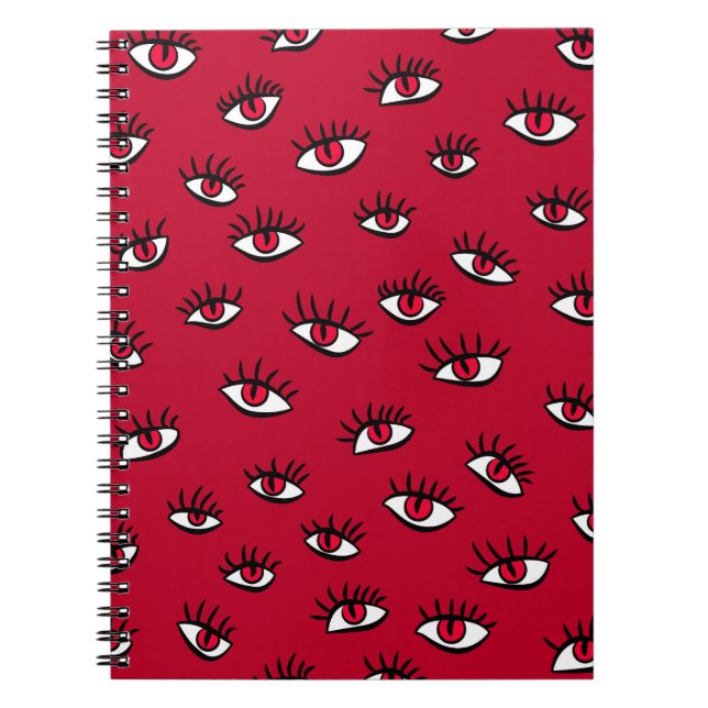 Red Eyes Pattern - Horror Gothic Aesthetic Notebook (Front)