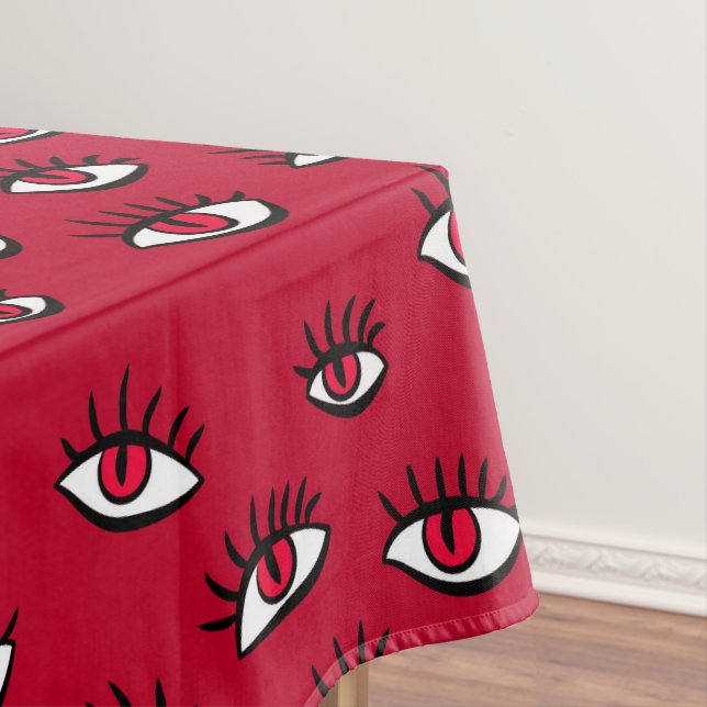 Red Eyes Pattern - Horror Gothic Aesthetic Tablecloth (In Situ)