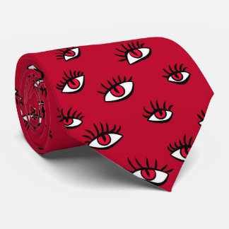 Red Eyes Pattern - Horror Gothic Aesthetic Tie