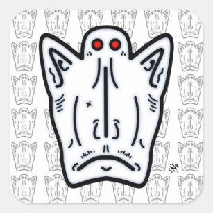 Red eyes pointy ears vampire-like creature v1.1 square sticker