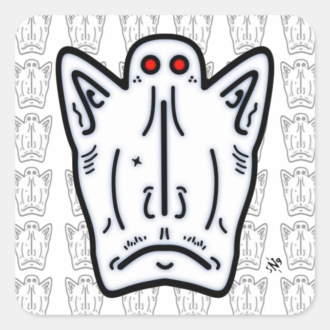 Red eyes pointy ears vampire-like creature v1.1 square sticker (Front)